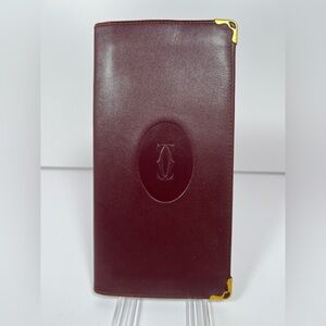1164: Cartier Must De Cartier Burgundy Leather Long Wallet Vintage
